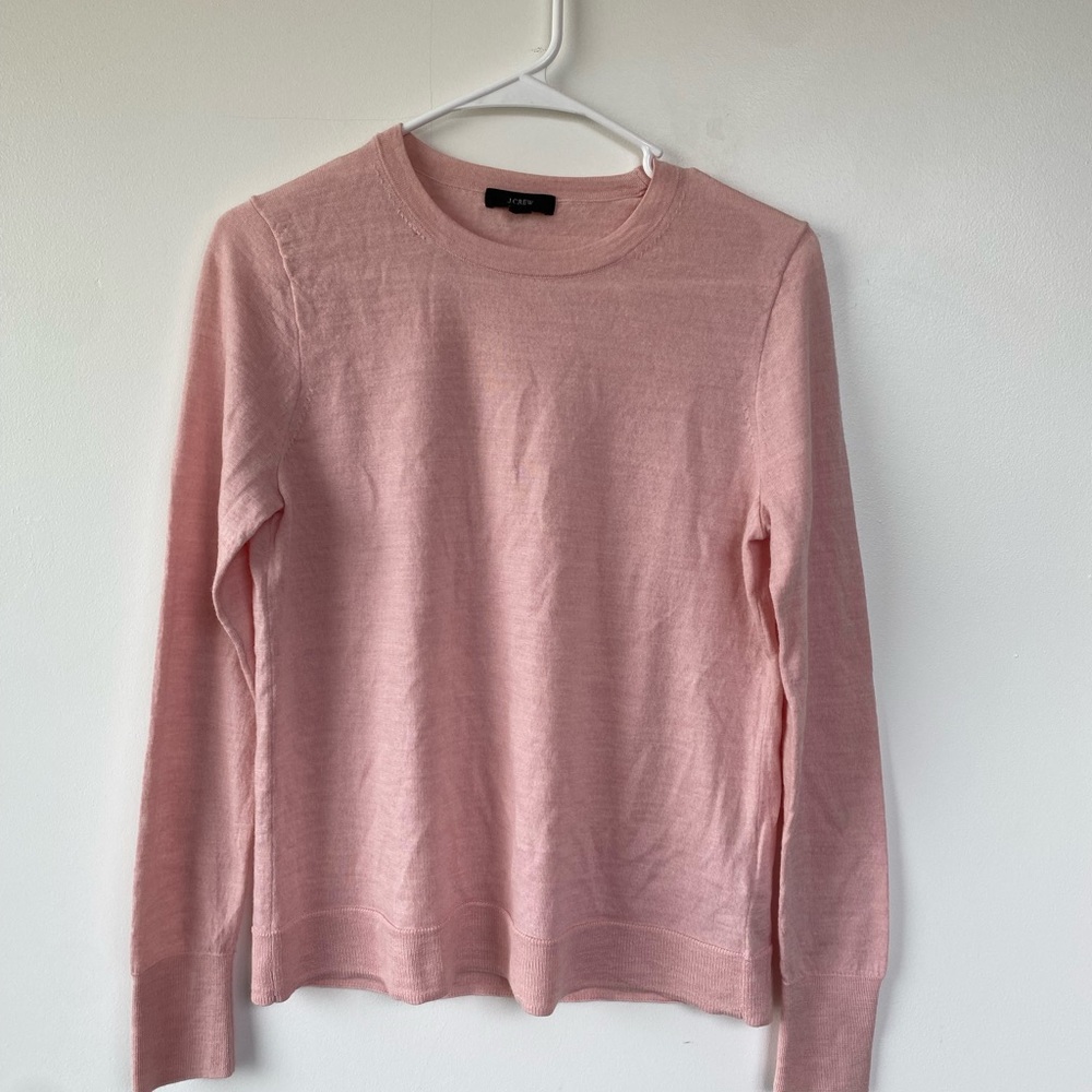 J. Crew 100% Merino Wool Light Pink Sweater Size M